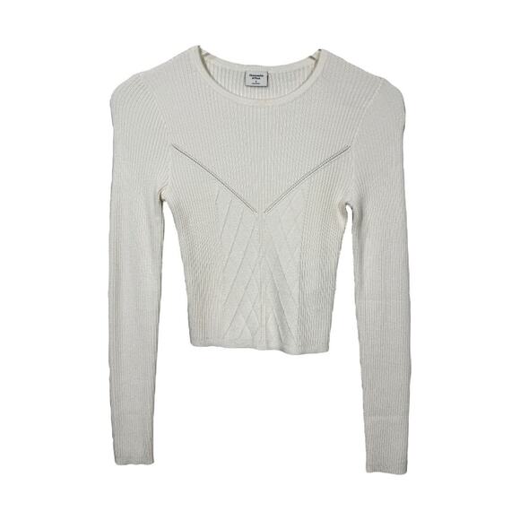 Abercrombie & Fitch Cream Knit Sweater Top Small Long Sleeve Basic Ribbed - Picture 1 of 5
